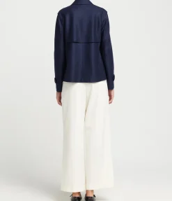 Cropped Trench in Navy Blue