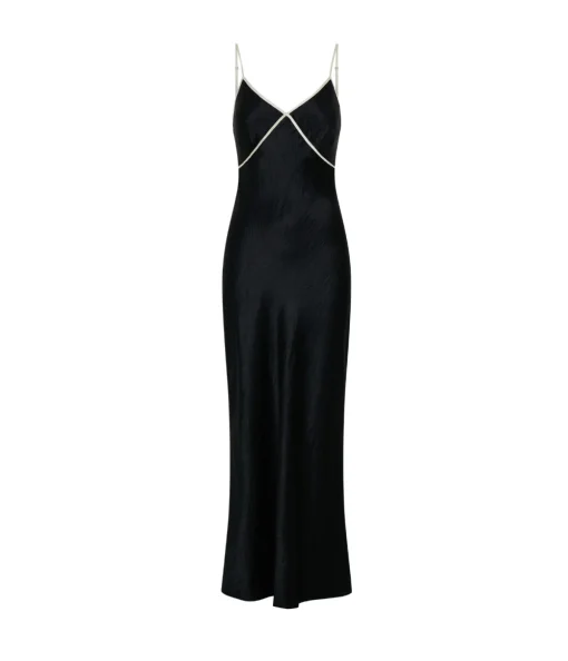 Crush Contrast Bind Cami Dress in Black and Cream