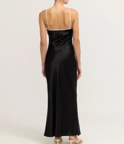 Crush Contrast Bind Cami Dress in Black and Cream