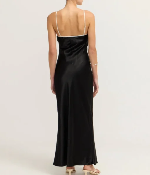 Crush Contrast Bind Cami Dress in Black and Cream