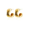 Curved Ribbed Hoop Earrings in Gold