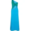 Cut Out One Shoulder Maxi Dress in Peppermint and Aqua