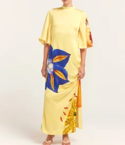 Dahlia Midi Dress in Lemon