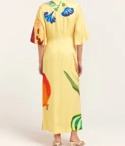 Dahlia Midi Dress in Lemon