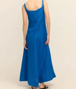 Delphi Flared Maxi Dress in Sapphire Blue