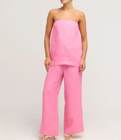 Delphi Organic Linen Drawstring Pant in Rose