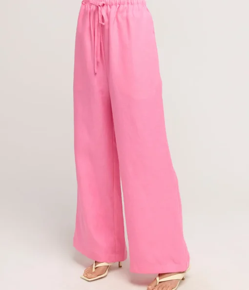 Delphi Organic Linen Drawstring Pant in Rose