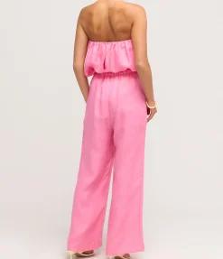 Delphi Organic Linen Drawstring Pant in Rose