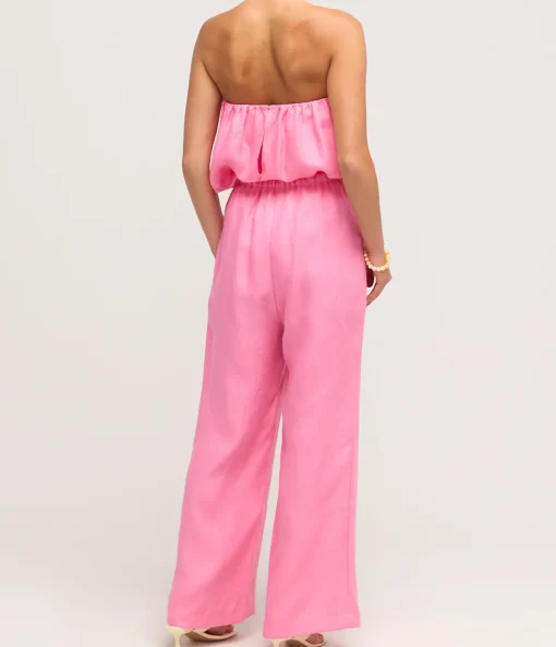 Delphi Organic Linen Drawstring Pant in Rose