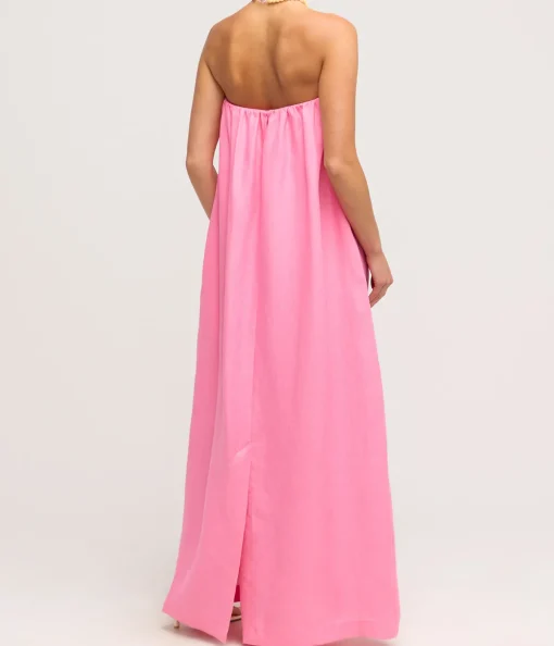 Delphi Organic Linen Strapless Dress in Rose