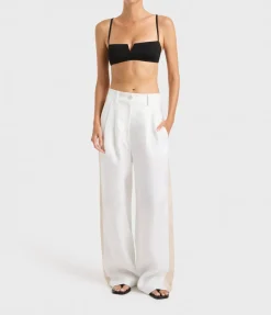Delphi Two Tone Pant in White and Sand