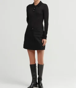 Denim Mini Skirt in Black