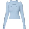 Derry Long Sleeve Top in Powder Blue