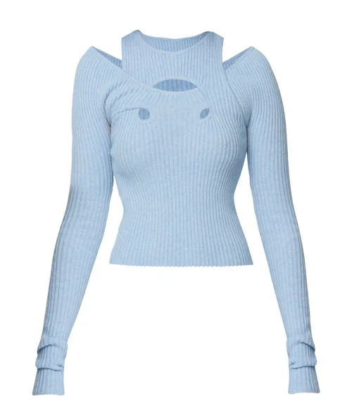Derry Long Sleeve Top in Powder Blue