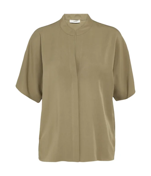 Dolman Band Collar Shirt in Artichoke