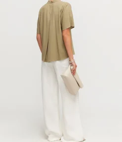 Dolman Band Collar Shirt in Artichoke