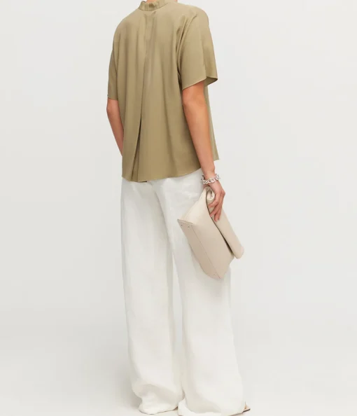 Dolman Band Collar Shirt in Artichoke