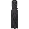 Dot Wrap Dress with Panelled Chiffon in Black