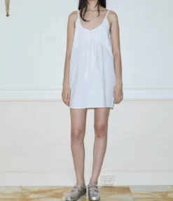 Double V Dress in White