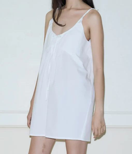 Double V Dress in White
