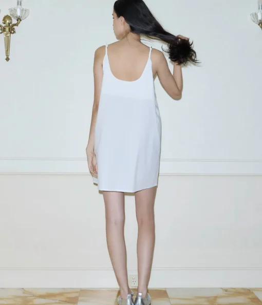 Double V Dress in White
