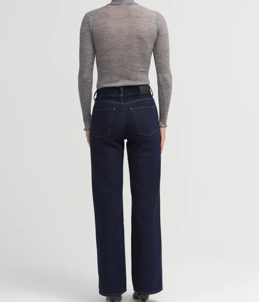 Doudo Thin Ribbed Turtle Neck Top in Grey Melange