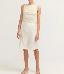 Draped Cowl Top in Dove