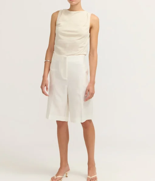 Draped Cowl Top in Dove