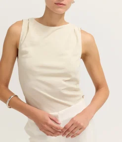 Draped Cowl Top in Dove