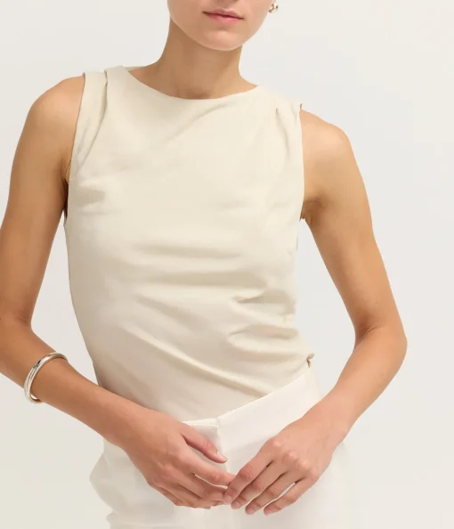 Draped Cowl Top in Dove