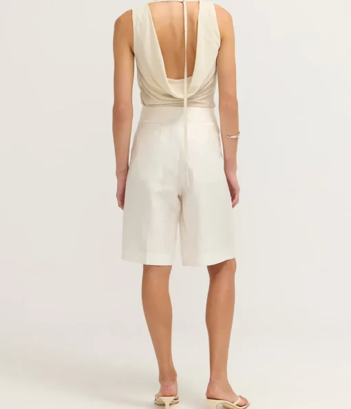 Draped Cowl Top in Dove