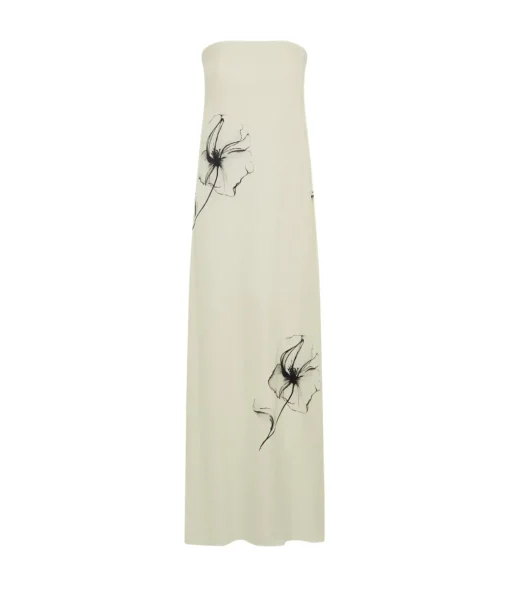 Dream State Strapless Dress in Cream Floral