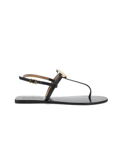 Drew Flat Sandal in Black