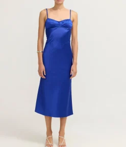 Electric Blue Waterlily Midi Dress in Blue