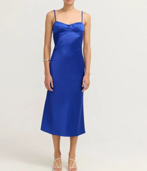 Electric Blue Waterlily Midi Dress in Blue
