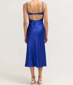 Electric Blue Waterlily Midi Dress in Blue