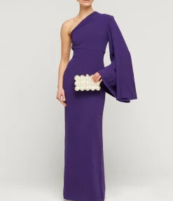 Elisa Woven Crepe Maxi Dress in Amethyst