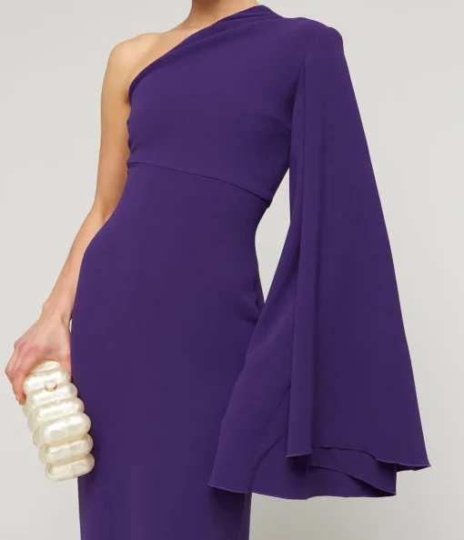 Elisa Woven Crepe Maxi Dress in Amethyst