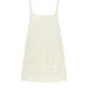Embroidered Shift Mini Dress in Crème