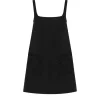 Embroidered Shift Mini Dress in Ebony