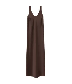 Esther Satin Dress in Chocolate