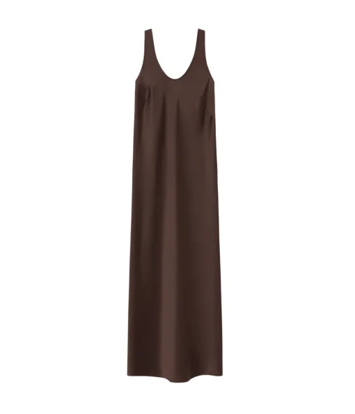 Esther Satin Dress in Chocolate
