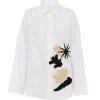 Fisherman Shirt with Crochet Detail in White