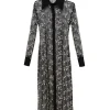 Floral Embroidered Lace Maxi Dress in Black