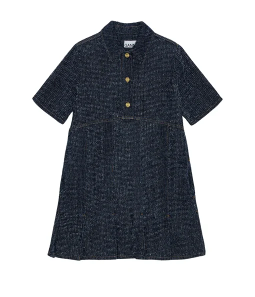 Fluffy Denim Mini Dress in Rinse