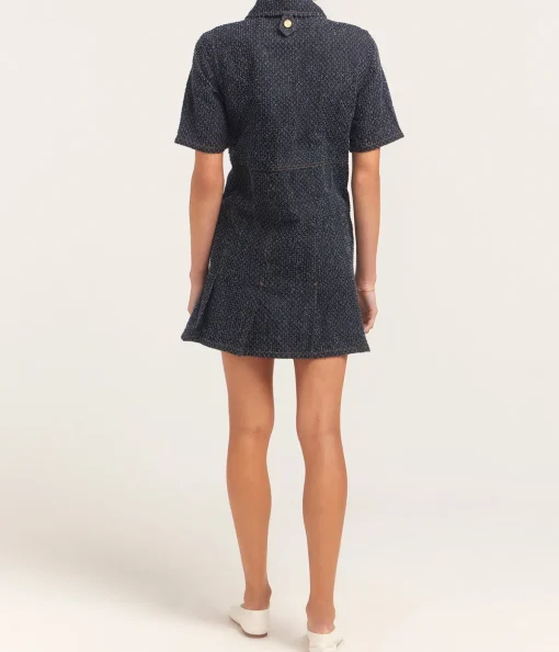 Fluffy Denim Mini Dress in Rinse