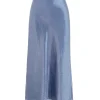 Fray Edge Bias Skirt in Azure Gem