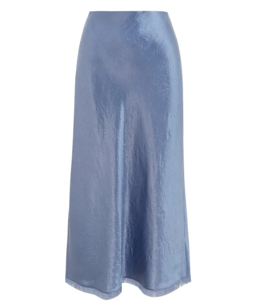 Fray Edge Bias Skirt in Azure Gem