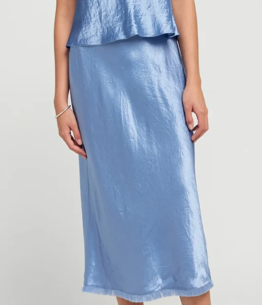 Fray Edge Bias Skirt in Azure Gem