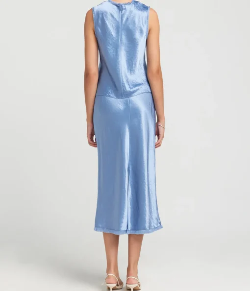 Fray Edge Bias Skirt in Azure Gem